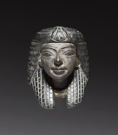 Bronzebjerg fra et "Shawabty-bundt": Hoved, sent 18. til 19. dynasti, ca. 1336-1256 f.Kr. af New Kingdom Egyptian