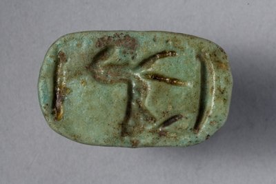 Scaraboid sæl, 18.-19. dynasti, 1540-1186 f.Kr. (fajance) (underside af 270366) af New Kingdom Egyptian