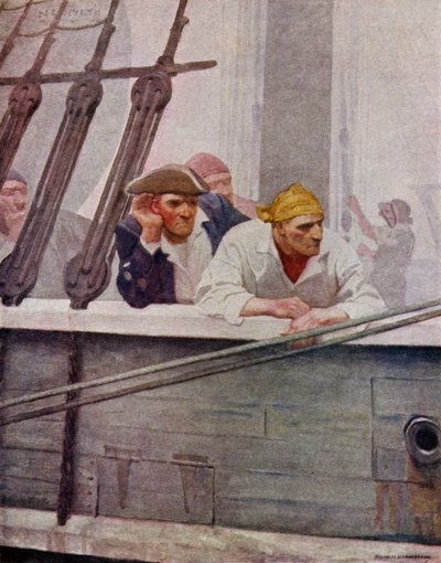 Illustration til Kidnapped af Robert Louis Stevenson (farve litho) af Newell Convers (after) Wyeth