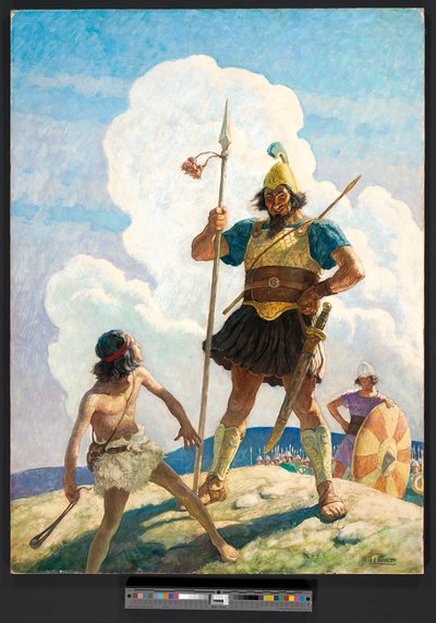 David og Goliat, ca. 1939 (maleri) af Newell Convers Wyeth