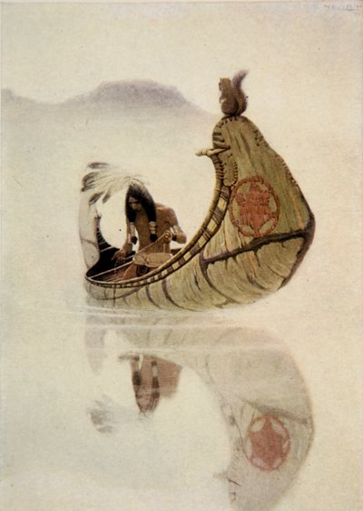 Frontispice fra The Song of Hiawatha af Henry Wadsworth Longfellow (1807-82), pub. af George G. Harrap und Company Ltd., 1911 (blød jordætsning) af Newell Convers Wyeth