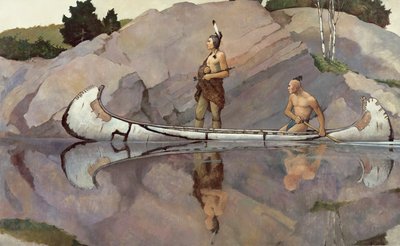 Indianere i en kano af Newell Convers Wyeth