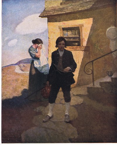 Jim Hawkins forlader sit hjem: Jeg sagde farvel til min mor og til bugten af Newell Convers Wyeth