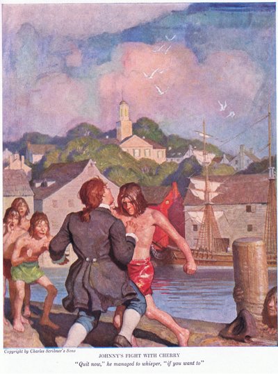 Johnnys kæmper med Cherry! Hold nu op, det lykkedes ham at hviske, hvis du vil. , 1928 af Newell Convers Wyeth