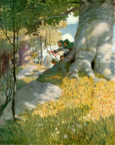 Robin Hood og hans kammerater redder Will Stutely af Newell Convers Wyeth