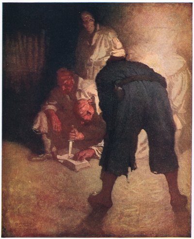 Den sorte plet: Cirka halvvejs nede af skråningen til stokken blev de samlet i en gruppe af Newell Convers Wyeth