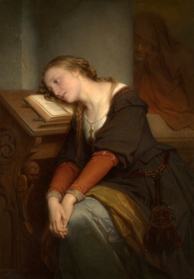 Margaret i kirken (olie på lærred) af Nicaise de Keyser