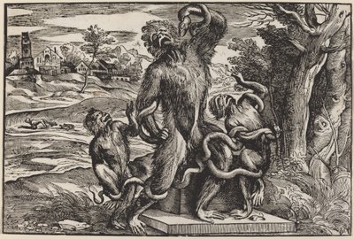 Karikatur af Laocoon-gruppen af Niccolò Boldrini after Titian
