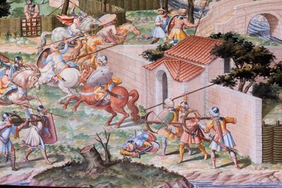 Detalje af freskomaleri i Hall of Battles i slaget ved La Higueruela i 1431 (fresco) af Niccolo (and workshop) Granello