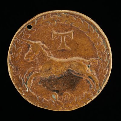 Enhjørning og Tau-Cross [omvendt], ca. 14801486. af Niccolo Fiorentino