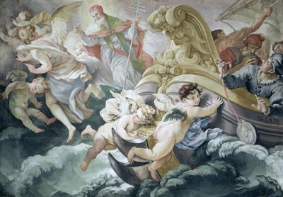 Stormen stilnede mirakuløst ved kontakt med Pius V-medaljen af Niccolo Francesco Lapi