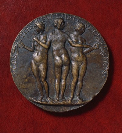Medalje, der forestiller De tre nåder (bronze) af Niccolo di Giovanni Fiorentino