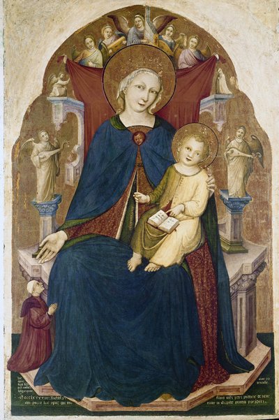 Madonna enthroned with Child and two devotees. Painting by Niccolo di Pietro Gerinidani af RC