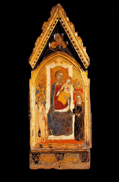 Jomfru og barn og hellige træmaleri af Niccolo di Tommaso (kendt mellem 1343 og 1367) Assisi fra det 14. århundrede, Museo del Tesoro della Basilica di San Francesco af Niccolo di Tommaso