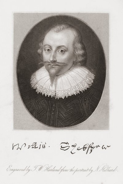 William Shakespeare. Portræt af Hilliard. af Nicholas (after) Hilliard