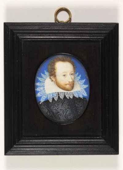 En gentleman kaldet Earl of Essex (akvarel på elfenben) af Nicholas (school of) Hilliard