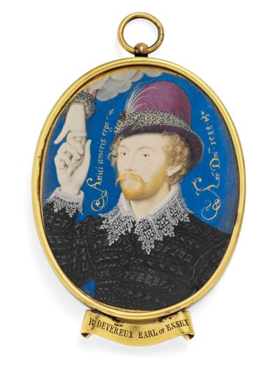 En ung herre, der slår en hånd fra en sky af Nicholas (studio of) Hilliard
