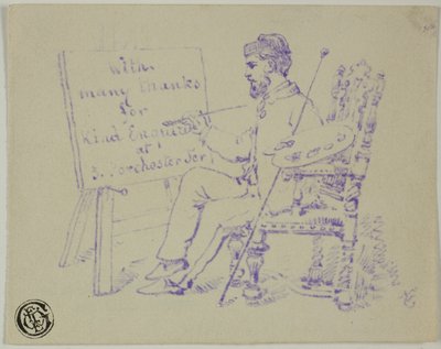 Kunstner siddende ved staffeliet af Nicholas Chevalier