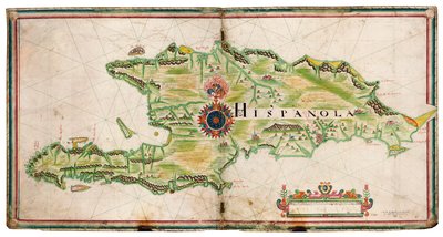 Kort over Hispaniola af Nicholas Comberford