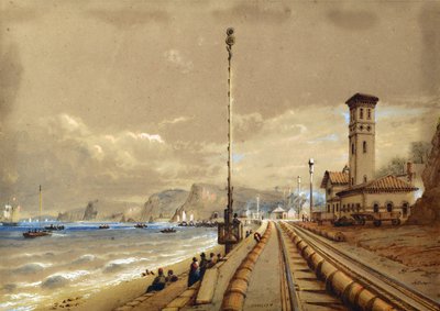 Atmospheric Railway at Dawlish, ca. 1850 (akvarel på papir) af Nicholas Condy