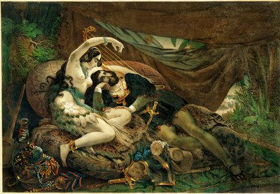 Den mexicanske Alaida, søster til Zingari, aztekisk høvding, med Cortes i hans telt ... af Nicholas Eustache (after) Maurin
