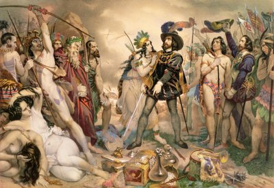 Erobring af Mexico: Hernando Cortes ødelægger sin flåde ved Vera Cruz, 1519 af Nicholas Eustache Maurin