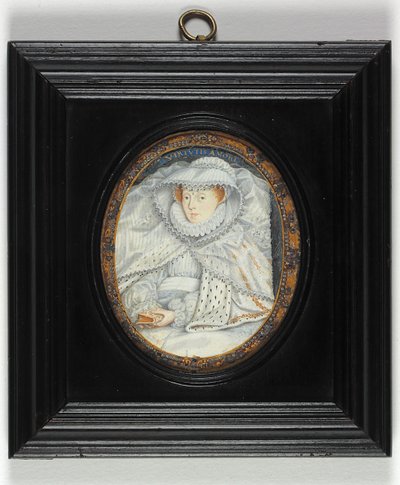 En dame traditionelt identificeret som Mary Queen of Scots (emalje) af Nicholas Hilliard