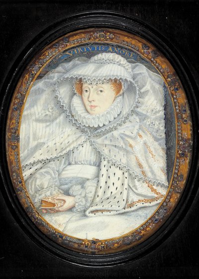 En dame traditionelt identificeret som Mary Queen of Scots (akvarel på vellum) af Nicholas Hilliard