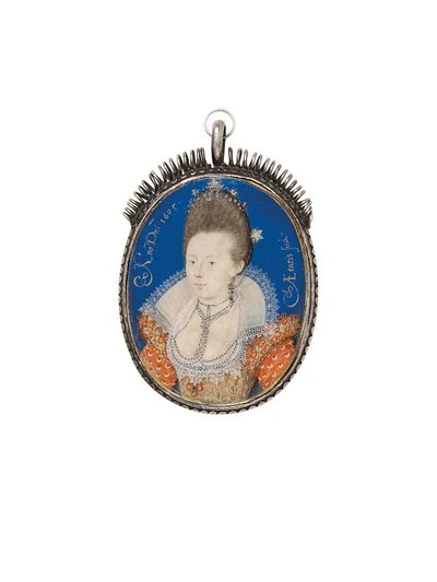 En dame i guldkjole med højtstående ryg, 1605 af Nicholas Hilliard