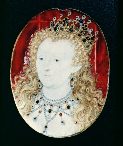 Miniature af dronning Elizabeth I (wc på vellum på spillekort) af Nicholas Hilliard