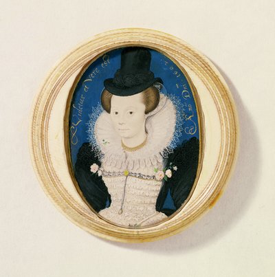 Miniature af en ukendt kvinde, 1602 (wc på pergament) af Nicholas Hilliard