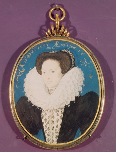 Fru Holland (varende dame til Elizabeth I), 26 år, 1593 (akvarel på vellum) af Nicholas Hilliard