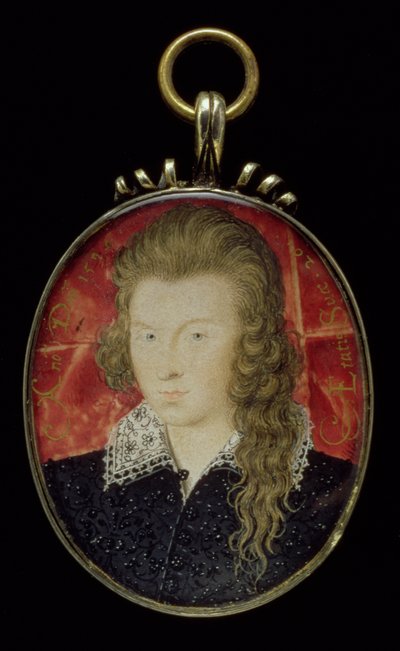 No.3856 Henry Wriothesley, 3. jarl af Southampton (1573-1624), ca. 1594 (gouache på vellum) af Nicholas Hilliard
