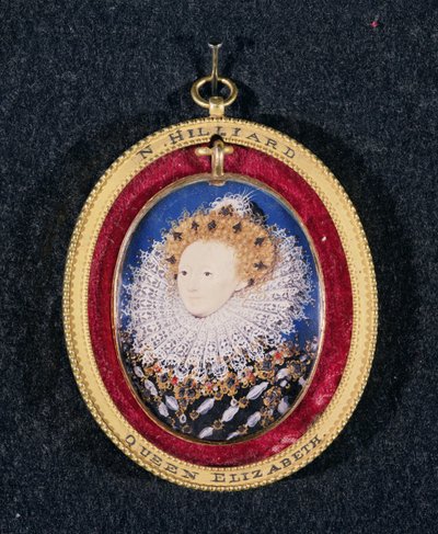 Portræt af dronning Elizabeth I (wc på vellum) af Nicholas Hilliard