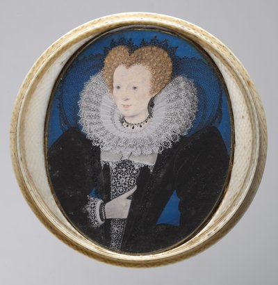 Portrait of a Woman, ca. 1590 (akvarel på vellum i original drejet elfenbensæske) af Nicholas Hilliard