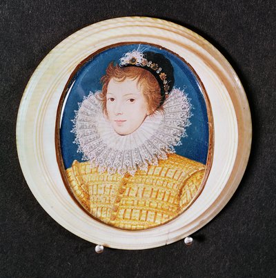 Portræt af en ung mand i sort kasket og høj ryg af Nicholas Hilliard
