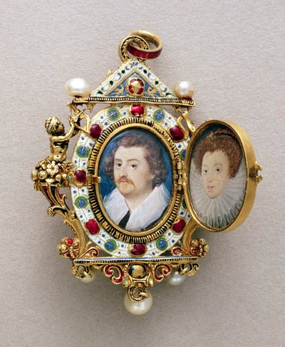 Portrætter af ukendt mand og kvinde, ca. 1590 af Nicholas Hilliard
