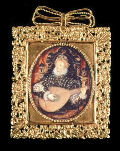 Dronning Elizabeth I spiller lut (se også 3912) af Nicholas Hilliard