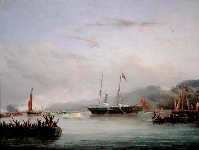 Den første Victoria And Albert Yacht ud for Plymouth (olie om bord) af Nicholas Matthews Condy