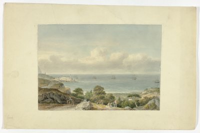 Middelhavslandskab med havn af Nicholas Pocock