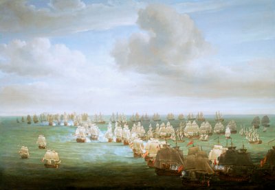 Slaget ved Trafalgar, 21. oktober 1805, kampens begyndelse, ca. 1808 (olie på lærred) af Nicholas Pocock