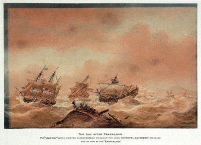 Dagen efter slaget ved Trafalgar af Nicholas Pocock