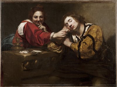 Fortune Taling Scene (Sleeper Awakened by a Young Woman), af Renieri, Niccolo (Nicolas Regnier) (ca. 1590-1667). olie på lærred af Nicholas Renieri