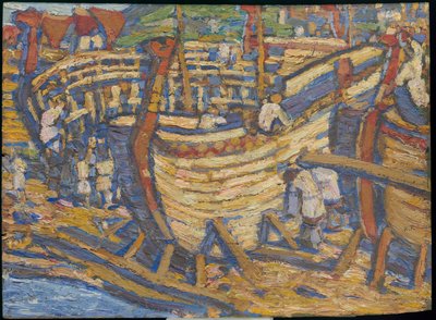 At bygge skibene. Skitse til maleriet af samme titel, 1903 af Nicholas Roerich