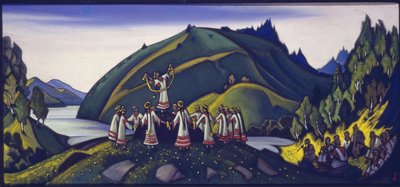 Dekoration til balletten "The Rite of Spring" af Igor Stravinsky, 1945 af Nicholas Roerich