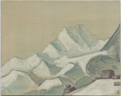 Himalaya hinsides skyerne, skitse, 1933 af Nicholas Roerich