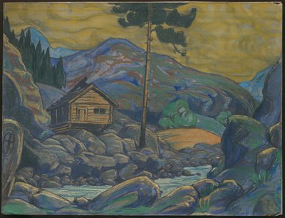 Hytte i bjergene, indretning til Ibsens drama "Peer Gynt", 1911 af Nicholas Roerich