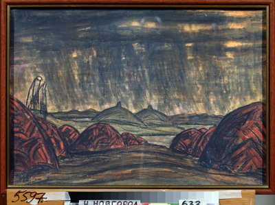 Polovtsien-lejren (eller Couman, Kouman). Forberedende indretning til operaen Prins Igor af Alexandre Borodin (Borodin) (1833-1887). Værk af Nicholas Roerich (1874-1947), pastel på pap af Nicholas Roerich