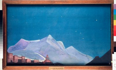 Det kongelige kloster i Hemis, i Tibet. (Buddhisme) Maleri af Nicolas (Nicholas) Roerich (1874-1947), tempera på lærred af Nicholas Roerich