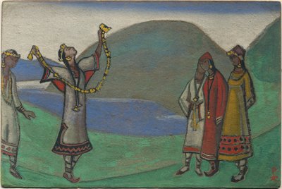 Jomfruer, indretning og kostumedesign til Stravinskys ballet "Le Sacre du Printemps", 1944 af Nicholas Roerich